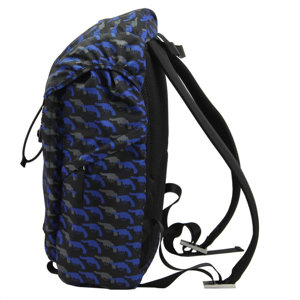Prada Pistol Pattern Nylon Backpack Blue Multicol… - image 3